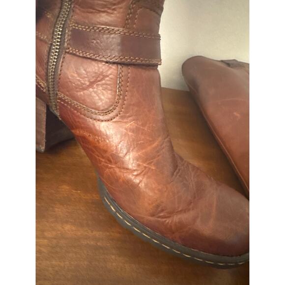 Born Brown Leather Knee High Heeled Boots Size 11 - Picture 10 of 12